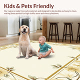 Ultra Soft Area Rug, Non Slip, Stain Resistant, Washable Area Rugs for Living Room, Bedroom, Entryway Floral Design in Subtle Beige Colors(Beige)
