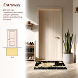 Ultra Soft Area Rug, Non Slip, Stain Resistant, Washable Area Rugs for Living Room, Bedroom, Contemporary Dynamic Artful Shapes(Gold)