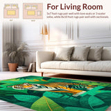 Ultra Soft Area Rug, Non Slip, Stain Resistant, Washable Area Rugs for Living Room, Bedroom, Charming Playful Wildlife Design(Orange)