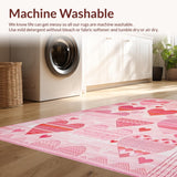 Ultra Soft Area Rug, Non Slip, Stain Resistant, Washable Area Rugs for Living Room, Bedroom, Whimsical Fluffy Heart Aesthetic(Pink)