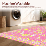 Ultra Soft Area Rug, Non Slip, Stain Resistant, Washable Area Rugs for Living Room, Bedroom, Vibrant Educational Playful Palette(Pink)
