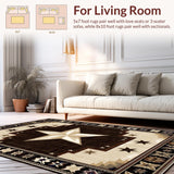 Ultra Soft Area Rug, Non Slip, Stain Resistant, Washable Area Rugs for Living Room, Bedroom, Rustic Texas Star Aesthetic(Beige)