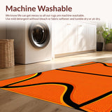 Ultra Soft Area Rug, Non Slip, Stain Resistant, Washable Area Rugs for Living Room, Bedroom, Bold Black Abstract Elements(Orange)