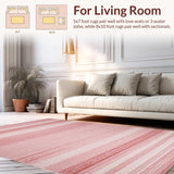 Ultra Soft Area Rug, Non Slip, Stain Resistant, Washable Area Rugs for Living Room, Bedroom, Vintage Shag Textured Earthy Charm(Pink)