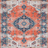 Ultra Soft Area Rug, Non Slip, Stain Resistant, Washable Area Rugs for Living Room, Bedroom, Sophisticated Vintage Geometric Flair(Orange)