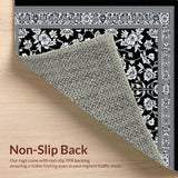 Ultra Soft Area Rug, Non Slip, Stain Resistant, Washable Area Rugs for Living Room, Bedroom, Reversible Floral Black Outdoor RV Camping Mat(Black)