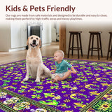 Ultra Soft Area Rug, Non Slip, Stain Resistant, Washable Area Rugs for Living Room, Bedroom, Whimsical Colorful Abstract Elements(Purple)