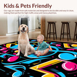 Ultra Soft Area Rug, Non Slip, Stain Resistant, Washable Area Rugs for Living Room, Bedroom, Playful Colorful Note Illustration(Blue)