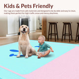 Ultra Soft Area Rug, Non Slip, Stain Resistant, Washable Area Rugs for Living Room, Bedroom, Pastel Playful Smiley Design(Blue)