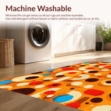 Ultra Soft Area Rug, Non Slip, Stain Resistant, Washable Area Rugs for Living Room, Bedroom, Fun Round Visual Learning Adventure(Orange)