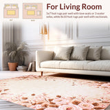 Ultra Soft Area Rug, Non Slip, Stain Resistant, Washable Area Rugs for Living Room, Bedroom, Elegant Round Nature Inspired(Beige)