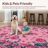 Ultra Soft Area Rug, Non Slip, Stain Resistant, Washable Area Rugs for Living Room, Bedroom, Boho Blush Pink Bedroom Area Rug(Pink)
