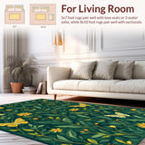 Ultra Soft Area Rug, Non Slip, Stain Resistant, Washable Area Rugs for Living Room, Bedroom, Whimsical Nature-Inspired Butterfly Motif(Green)