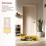 Ultra Soft Area Rug, Non Slip, Stain Resistant, Washable Area Rugs for Living Room, Bedroom, Eclectic Animal Motif Decor(Yellow)