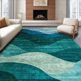 Ultra Soft Area Rug, Non Slip, Stain Resistant, Washable Area Rugs for Living Room, Bedroom, Chic Abstract Organic Flow(Blue)