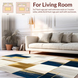 Ultra Soft Area Rug, Non Slip, Stain Resistant, Washable Area Rugs for Living Room, Bedroom, Wearable Art Beige Runner for Bedrooms(Blue)