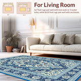 Ultra Soft Area Rug, Non Slip, Stain Resistant, Washable Area Rugs for Living Room, Bedroom, Lively Contemporary Tiled Design(Blue)