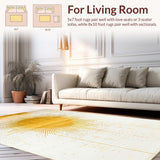 Ultra Soft Area Rug, Non Slip, Stain Resistant, Washable Area Rugs for Living Room, Bedroom, Lively Geometric Rainbow Fusion(Gold)