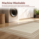Ultra Soft Area Rug, Non Slip, Stain Resistant, Washable Area Rugs for Living Room, Bedroom, Luxe Textured Neutral Circle(Beige)