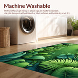 Ultra Soft Area Rug, Non Slip, Stain Resistant, Washable Area Rugs for Living Room, Bedroom, Green Leaf Plush Rug for Tropical Bedroom Decor(Green)