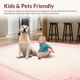 Ultra Soft Area Rug, Non Slip, Stain Resistant, Washable Area Rugs for Living Room, Bedroom, Coquette Scalloped Bow Rug with Curved Edges and Knot Motif(Pink)
