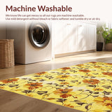 Ultra Soft Area Rug, Non Slip, Stain Resistant, Washable Area Rugs for Living Room, Bedroom, Elegant Yellow Botanical Motif(Yellow)