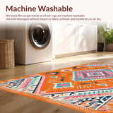 Ultra Soft Area Rug, Non Slip, Stain Resistant, Washable Area Rugs for Living Room, Bedroom, Playful Multicolor Abstract Pattern(Orange)