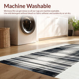 Ultra Soft Area Rug, Non Slip, Stain Resistant, Washable Area Rugs for Living Room, Bedroom, Bold Black White Floor Decor(Black)