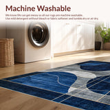 Ultra Soft Area Rug, Non Slip, Stain Resistant, Washable Area Rugs for Living Room, Bedroom, Minimalist Gray Blue Linear Composition(Blue)