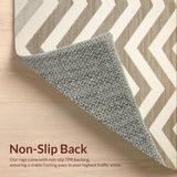 Ultra Soft Area Rug, Non Slip, Stain Resistant, Washable Area Rugs for Living Room, Bedroom, Contemporary Chevron Wool Rug for Minimal Decor(Beige)