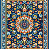 Ultra Soft Area Rug, Non Slip, Stain Resistant, Washable Area Rugs for Living Room, Bedroom, Whimsical Ogee Pattern in Blue(Blue)