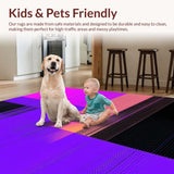Ultra Soft Area Rug, Non Slip, Stain Resistant, Washable Area Rugs for Living Room, Bedroom, Futuristic Purple Geometric Style(Purple)