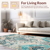 Ultra Soft Area Rug, Non Slip, Stain Resistant, Washable Area Rugs for Living Room, Bedroom, Stylish Vintage Medallion Touches(White)