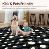 Ultra Soft Area Rug, Non Slip, Stain Resistant, Washable Area Rugs for Living Room, Bedroom, Elegant Earthy Toned Patterns(Black)