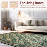 Ultra Soft Area Rug, Non Slip, Stain Resistant, Washable Area Rugs for Living Room, Bedroom, Serene Floral Arrangement in Green(Green)