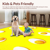 Ultra Soft Area Rug, Non Slip, Stain Resistant, Washable Area Rugs for Living Room, Bedroom, Contemporary Cheerful Egg Pattern(Yellow)