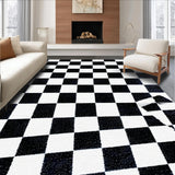 Ultra Soft Area Rug, Non Slip, Stain Resistant, Washable Area Rugs for Living Room, Bedroom, Mid-Century Aesthetic Kids Room Furry Area Rug(Black)