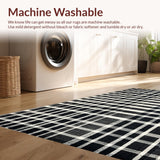 Ultra Soft Area Rug, Non Slip, Stain Resistant, Washable Area Rugs for Living Room, Bedroom, Elegant Black White Layered Stripe Pattern Rug with Textured Absorbency(Black)