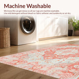 Ultra Soft Area Rug, Non Slip, Stain Resistant, Washable Area Rugs for Living Room, Bedroom, Rustic Floral Vintage Charm(Red)