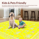 Ultra Soft Area Rug, Non Slip, Stain Resistant, Washable Area Rugs for Living Room, Bedroom, Cute Ethereal Flutter Pattern(Yellow)