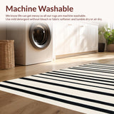 Ultra Soft Area Rug, Non Slip, Stain Resistant, Washable Area Rugs for Living Room, Bedroom, Contemporary Monochrome Stripe Rug with Dynamic Parallel Lines(Black)