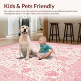 Ultra Soft Area Rug, Non Slip, Stain Resistant, Washable Area Rugs for Living Room, Bedroom, Serene Blush Colorful Essence(Pink)