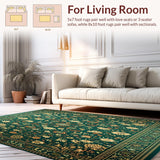 Ultra Soft Area Rug, Non Slip, Stain Resistant, Washable Area Rugs for Living Room, Bedroom, Boho Chic Retro(Green)