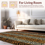 Ultra Soft Area Rug, Non Slip, Stain Resistant, Washable Area Rugs for Living Room, Bedroom, Cozy Earth Tones Animal Motif(Orange)