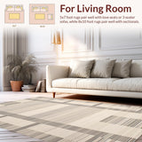 Ultra Soft Area Rug, Non Slip, Stain Resistant, Washable Area Rugs for Living Room, Bedroom, Contemporary Sandstone Abstract Geometry(Beige)