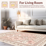 Ultra Soft Area Rug, Non Slip, Stain Resistant, Washable Area Rugs for Living Room, Bedroom, Vintage Pink Gray Living Room Washable Rug(Beige)