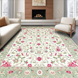 Ultra Soft Area Rug, Non Slip, Stain Resistant, Washable Area Rugs for Living Room, Bedroom, Fresh Greenery Accent Style(Ivory)