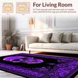 Ultra Soft Area Rug, Non Slip, Stain Resistant, Washable Area Rugs for Living Room, Bedroom, Eerie Black and White Contrast(Purple)