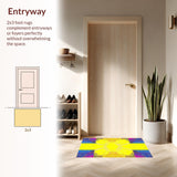 Ultra Soft Area Rug, Non Slip, Stain Resistant, Washable Area Rugs for Living Room, Bedroom, Vibrant Abstract Sunburst Motif(Yellow)