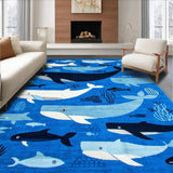 Ultra Soft Area Rug, Non Slip, Stain Resistant, Washable Area Rugs for Living Room, Bedroom, Whimsical Oceanic Themed Decor(Blue)